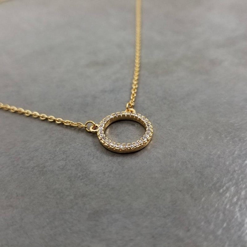 Gold Crystal Circle Necklace for Niece - Godfullness