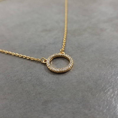 Gold Crystal Circle Necklace for Granddaughter - Godfullness