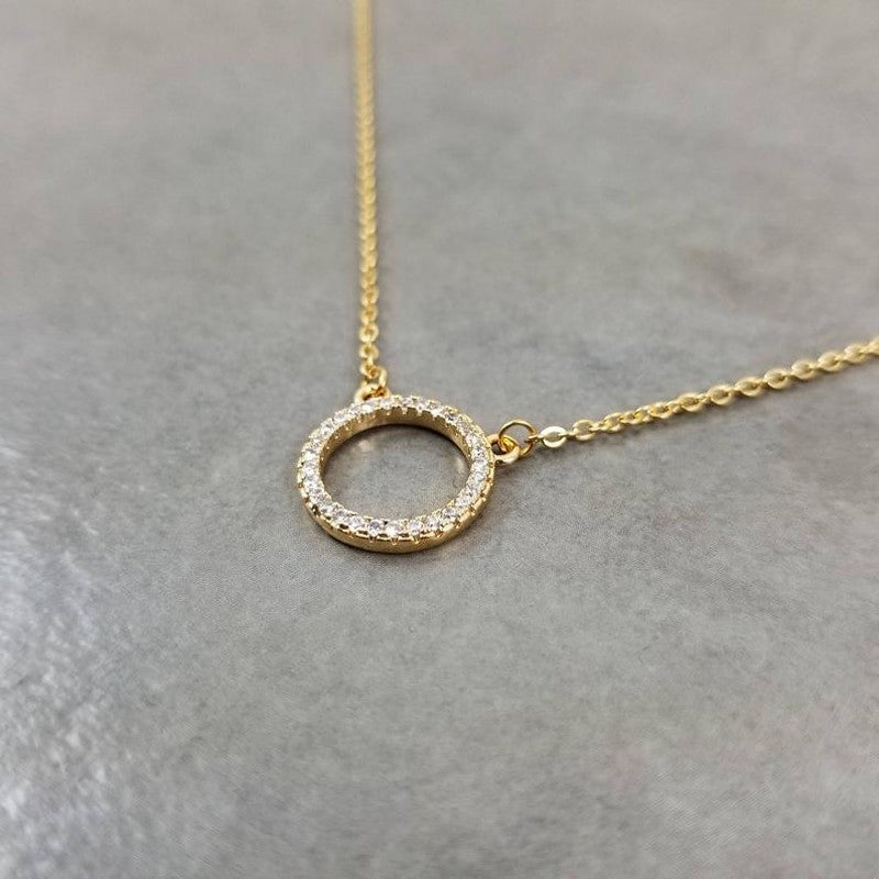 Silver Crystal Circle Necklace for Niece