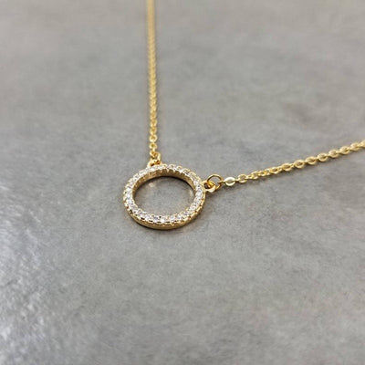 Silver Crystal Circle Necklace for Niece