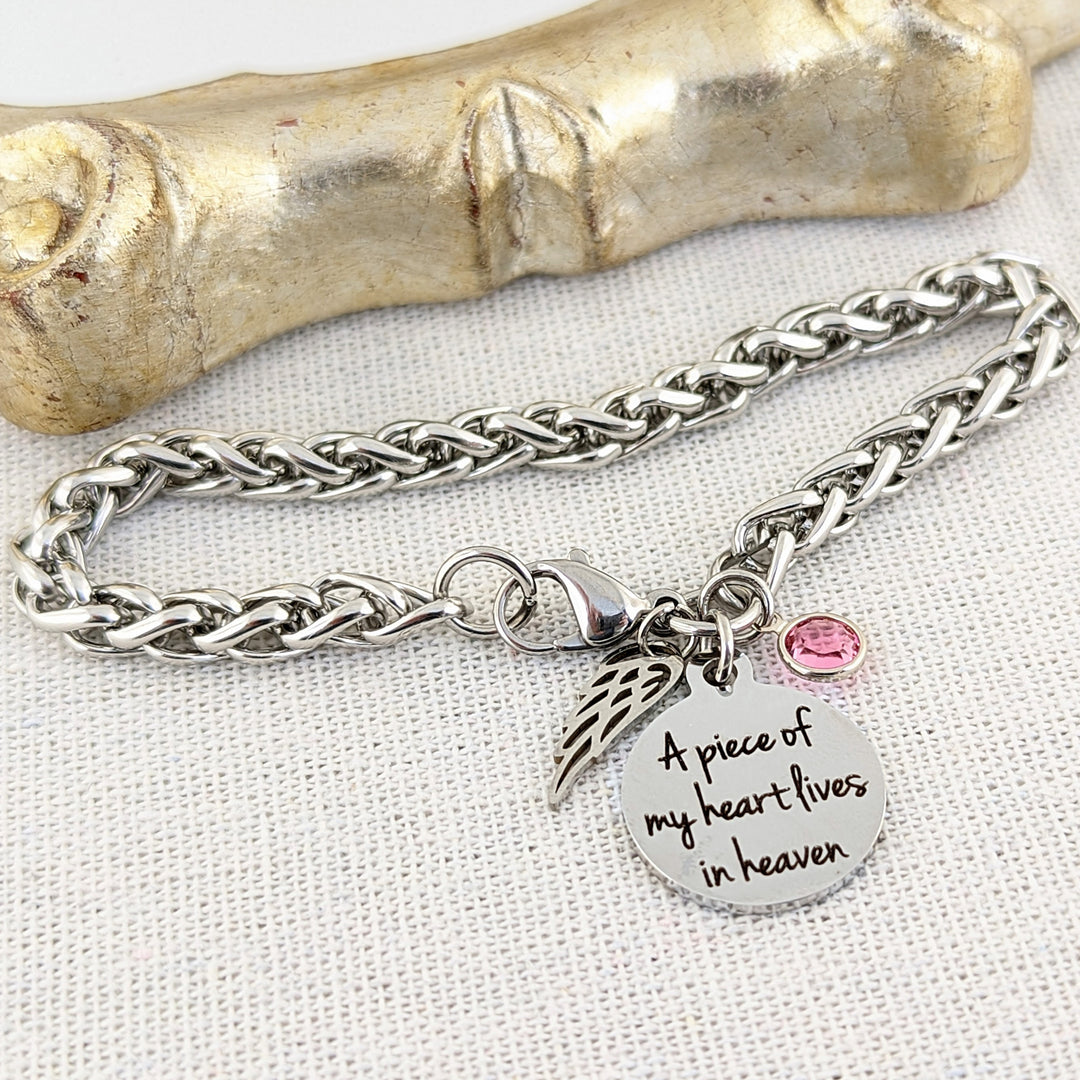 A Piece of my Heart Lives in Heaven Wheat Bracelet - Godfullness
