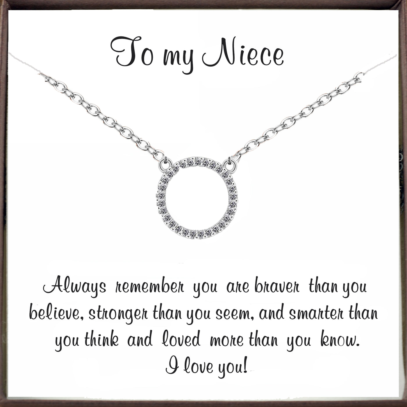Silver Crystal Circle Necklace for Niece