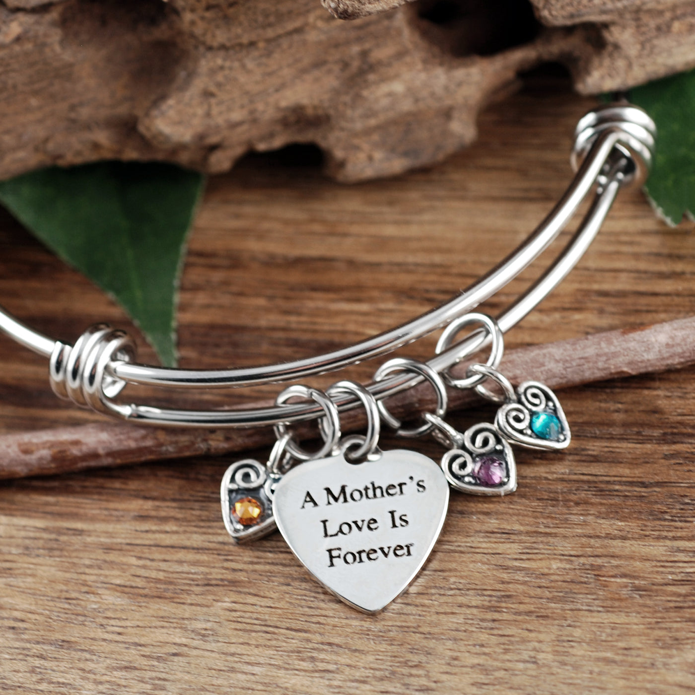 A Mother's Love is Forever Sterling Hearts Bracelet