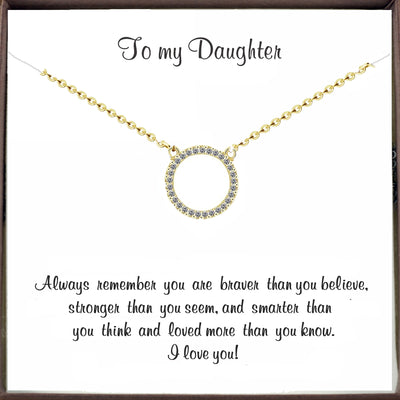 Gold Crystal Circle Necklace for Daughter - Godfullness
