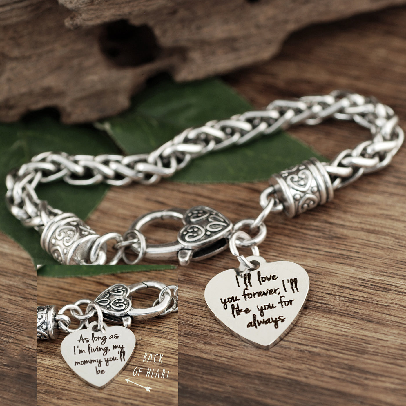As long as I'm living my Mommy you'll be Antique Silver Bracelet