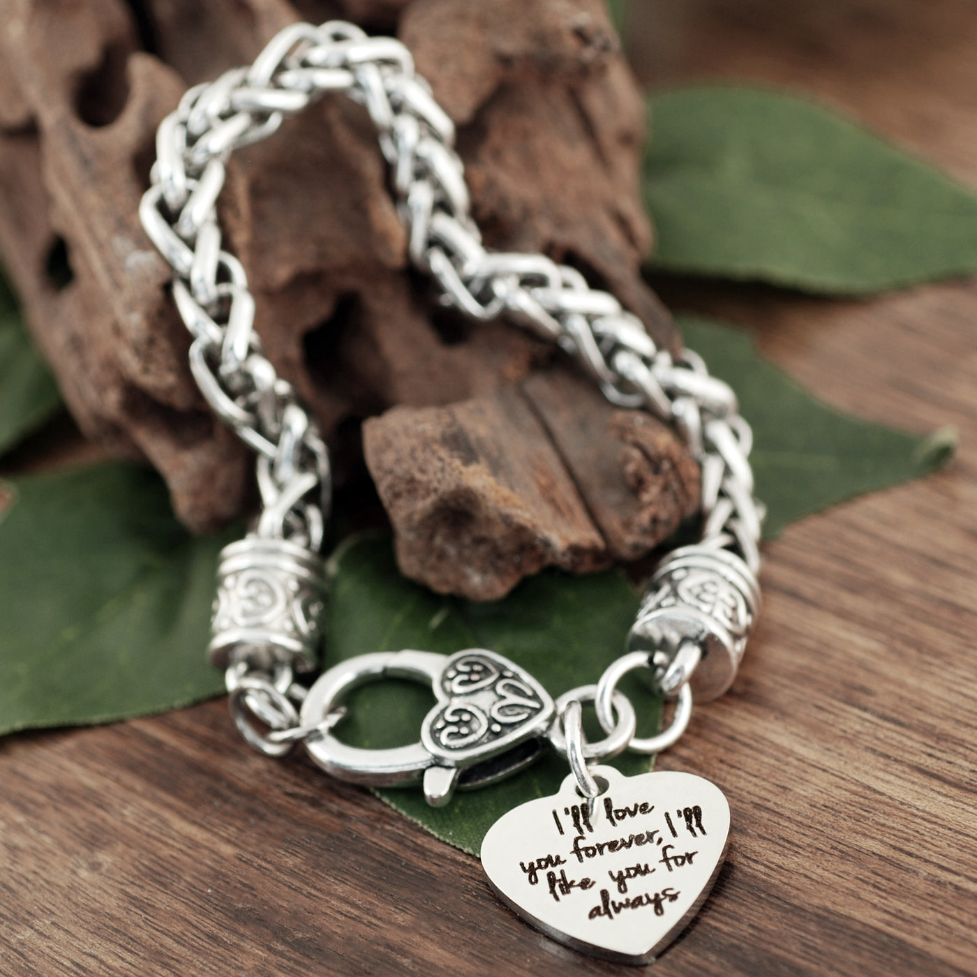 As long as I'm living my Mommy you'll be Antique Silver Bracelet