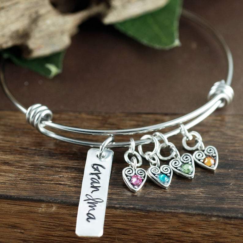 Personalized Sterling Silver Hearts Bracelet for Mom and Grandma - Godfullness