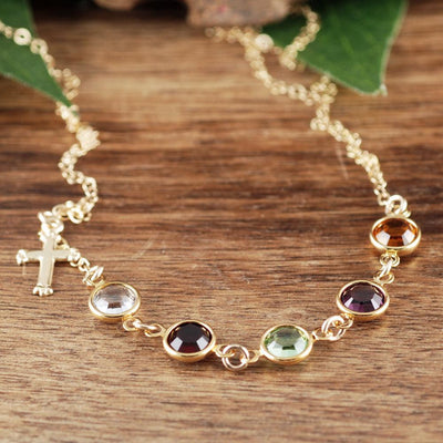 Spiritual Cross Necklace with Birthstones - Godfullness
