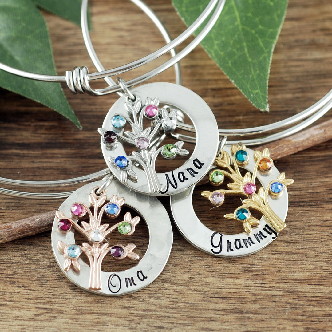 Family Tree Charm and Custom Name Bangle - Godfullness