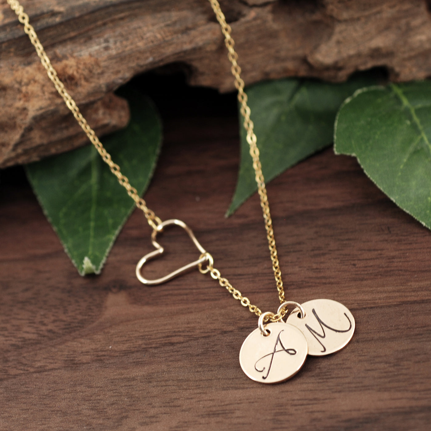 Custom Dainty Off Centered Initial Heart Necklace | Caitlyn Minimalist