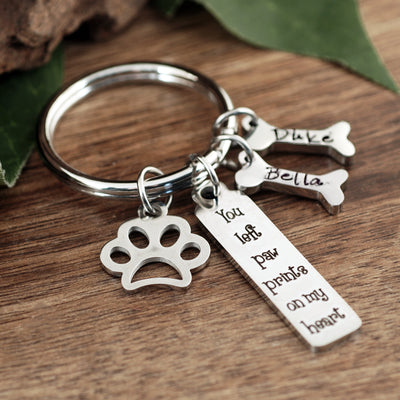 Personalized Pet Memorial Keychain with Dog Bones