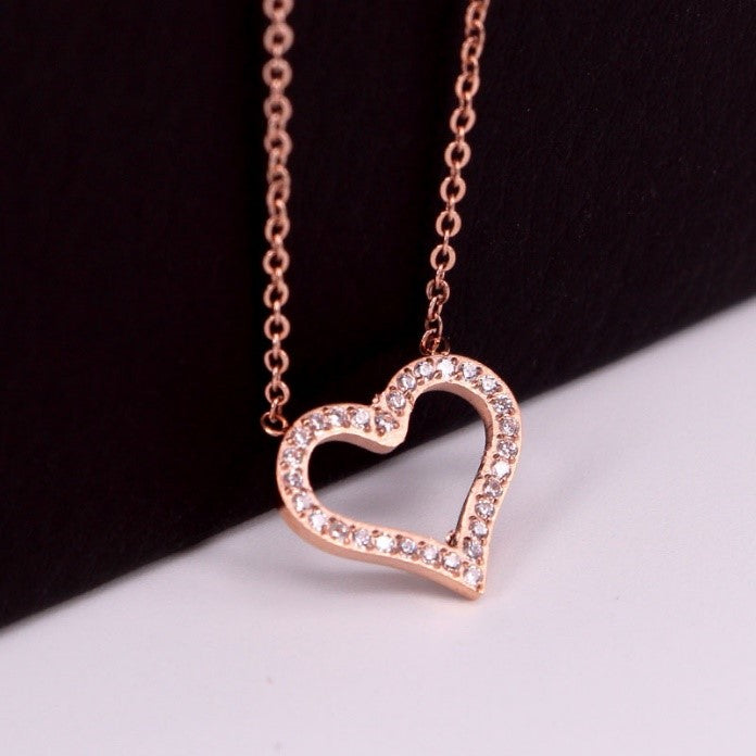 To my Daughter - Rose Gold Crystal Heart Necklace