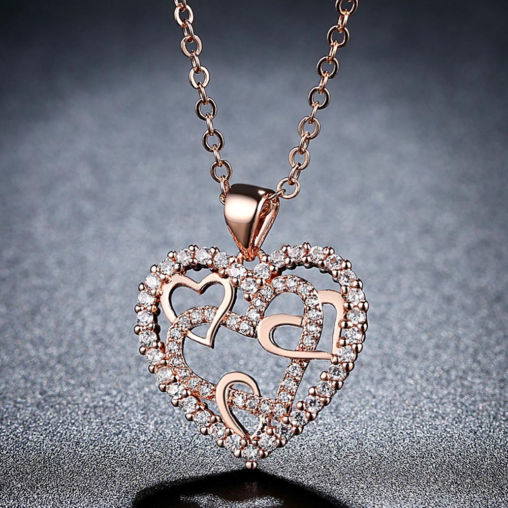 Interlocking Rose Gold Heart Necklace - Godfullness