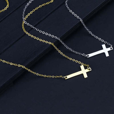 Inspirational Sideways Cross Necklace - Godfullness