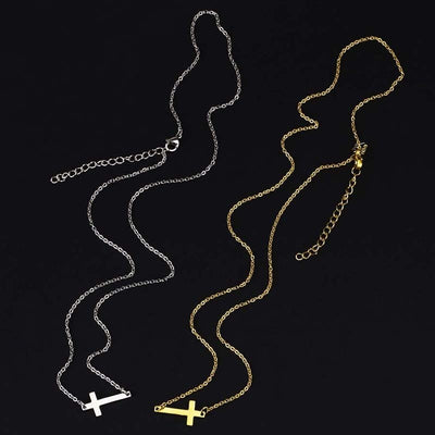Inspirational Sideways Cross Necklace - Godfullness