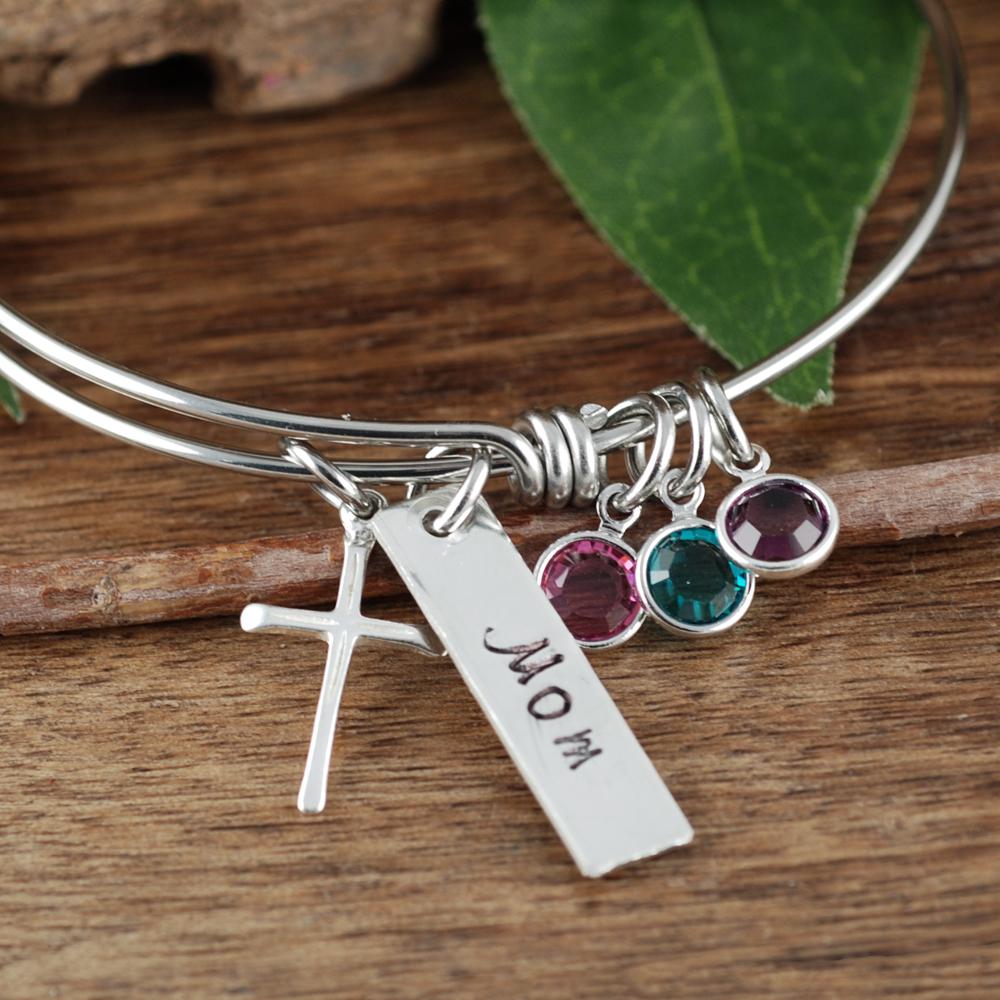Spiritual Birthstone Cross Bracelet w/ Name Tag - Godfullness