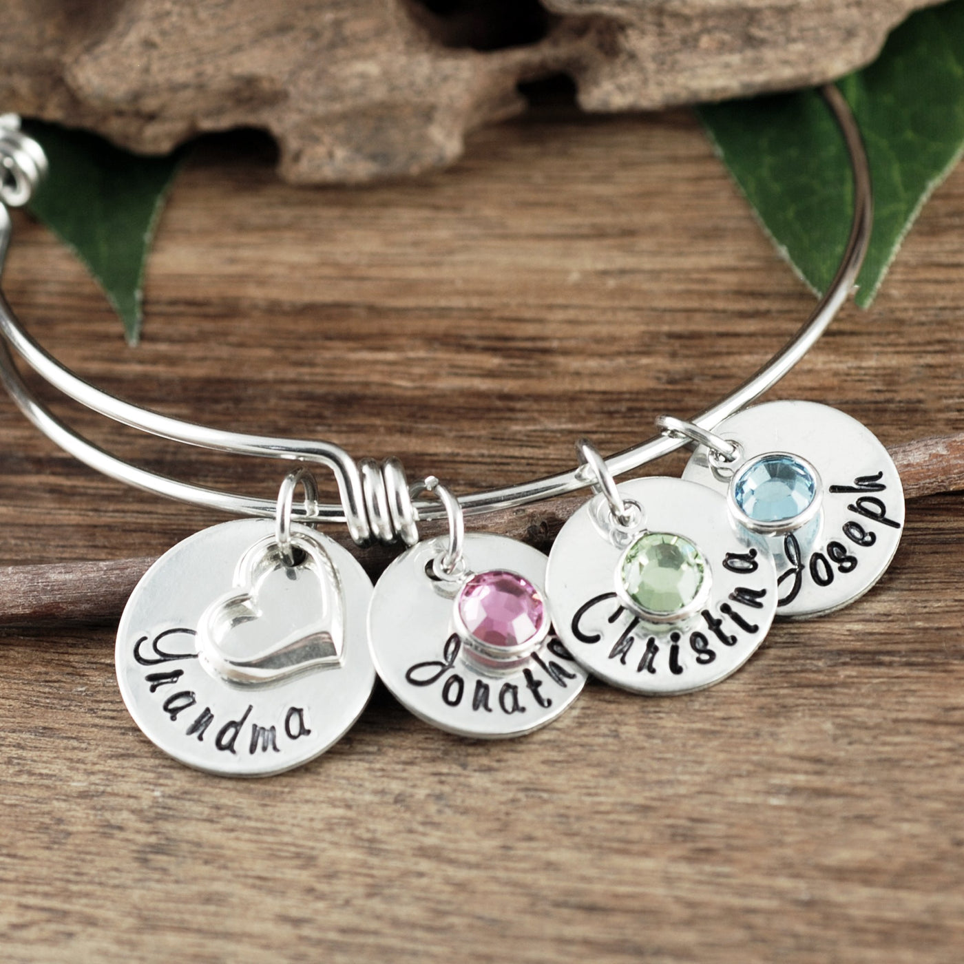 Personalized Grandma Bracelet w/ Sterling Silver Heart - Godfullness
