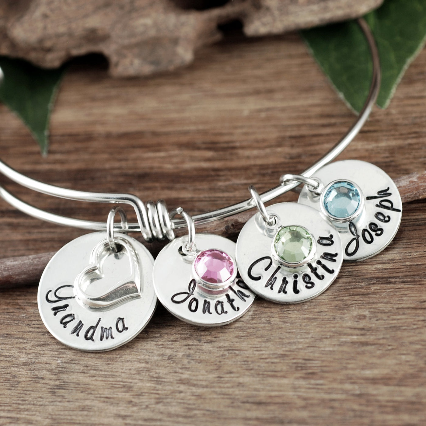 Personalized Grandma Bracelet w/ Sterling Silver Heart - Godfullness