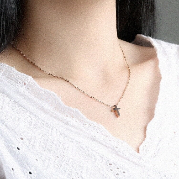 To my Goddaughter - Communion Necklace - Rose Gold Tiny Cross - Godfullness