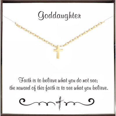 Dainty Cross Necklace for Goddaughter - Godfullness