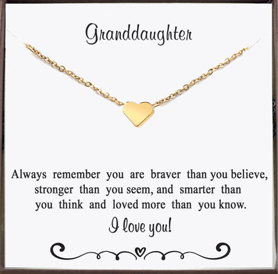 Gold Heart Necklace for Granddaughter - Godfullness