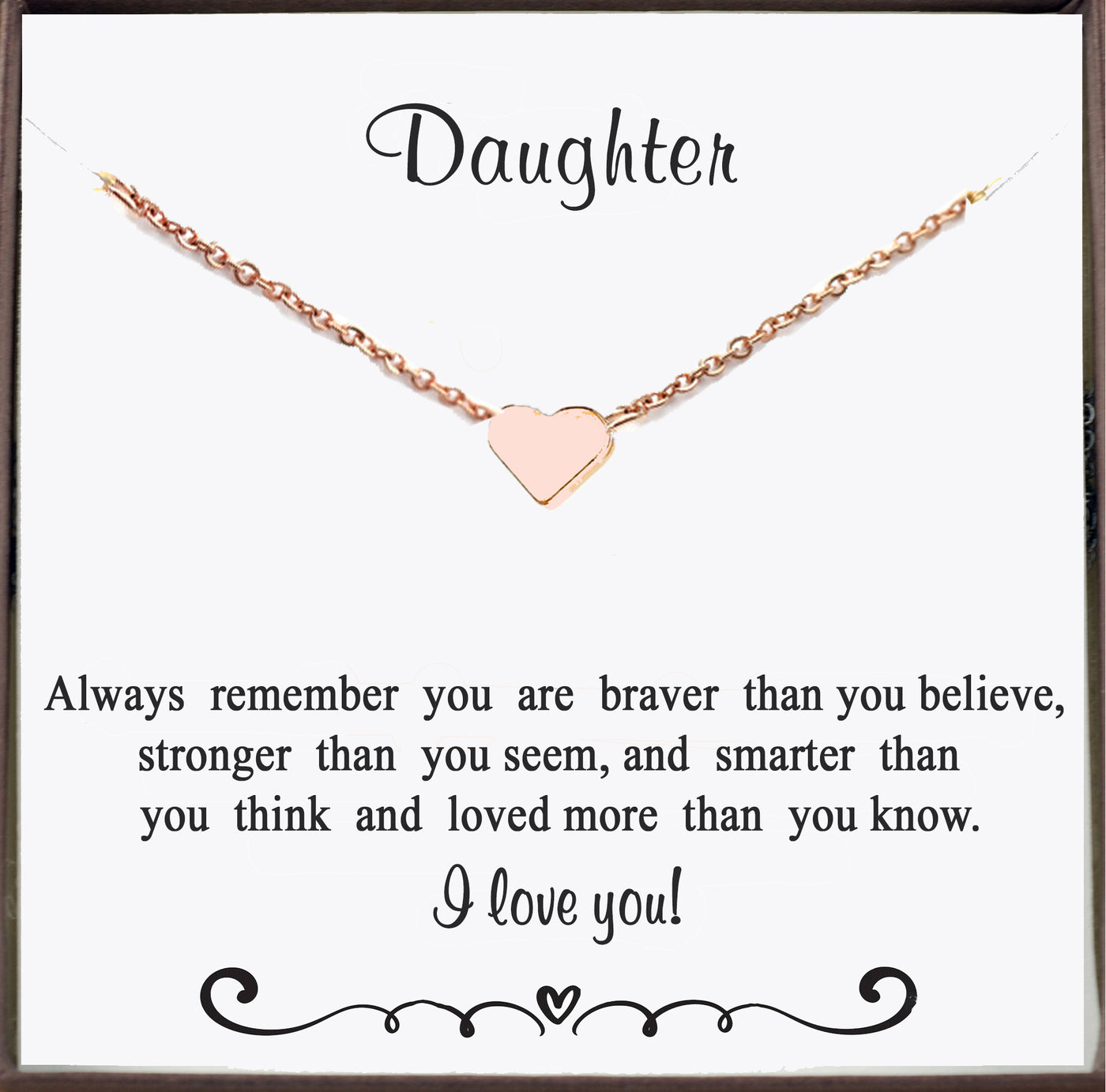 Rose Gold Heart Necklace for Daughter