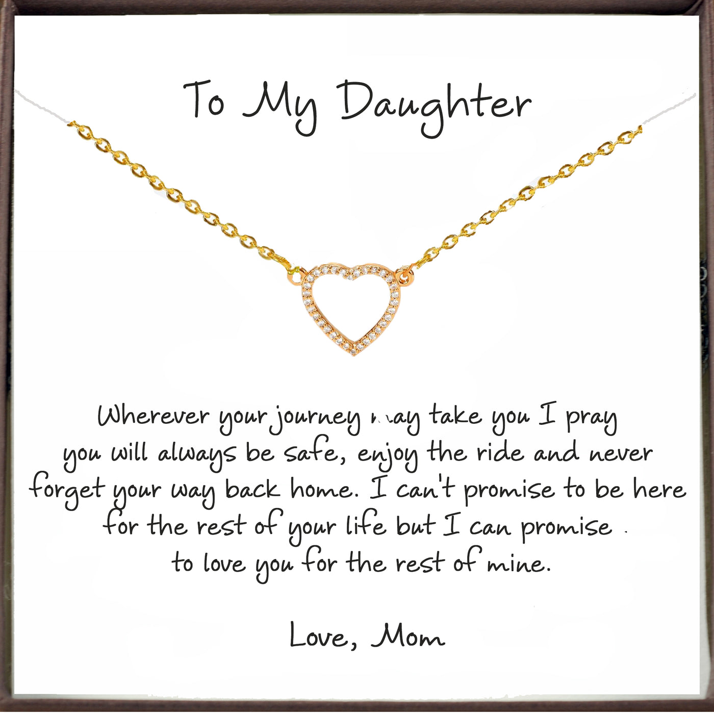 To my Daughter -  Gold Crystal Heart Necklace - Godfullness