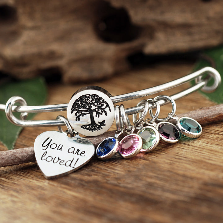 Family Tree Birthstone Bracelet for Grandma or Mom - Godfullness