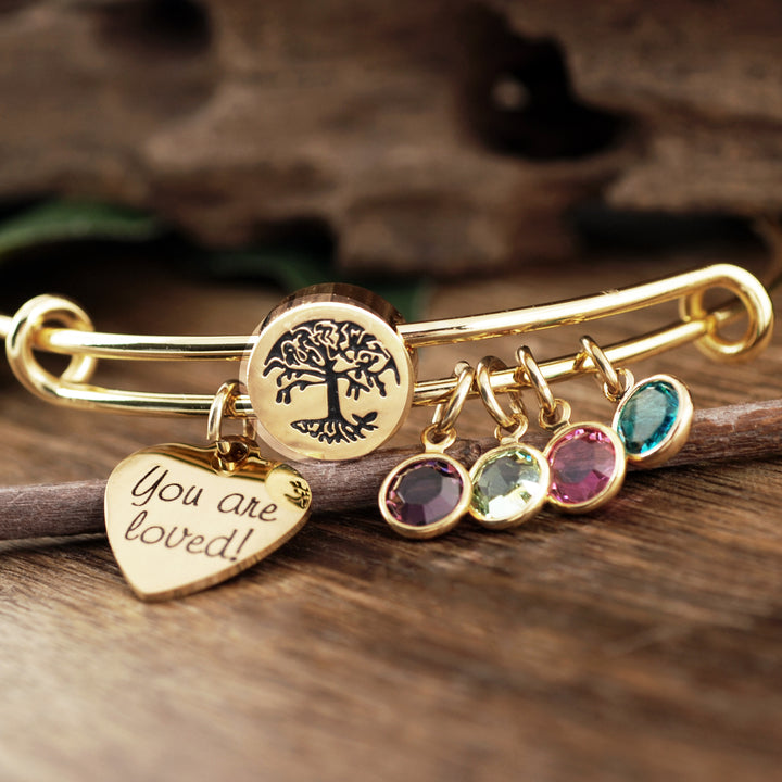 Family Tree Birthstone Bracelet for Grandma or Mom - Godfullness