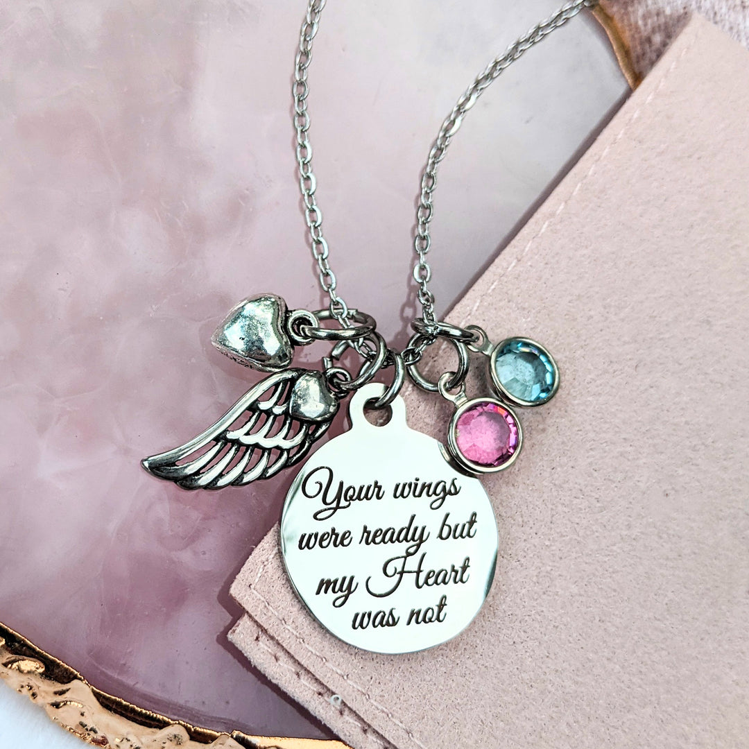 Your wings were ready but my Heart was not Memorial Necklace Godfullness